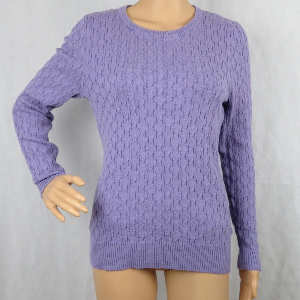 Purple Knit Sweater Medium Basic Editions Cute